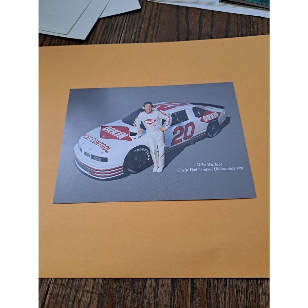 Vintage Mike Wallace #20 Orkin Pest Control NASCAR Postcard 7x5 Oldsmobile